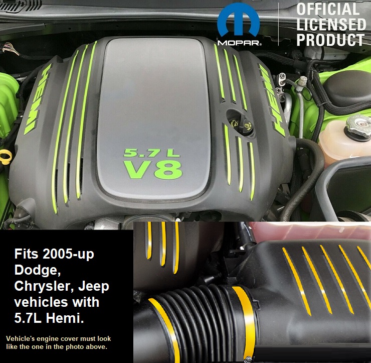 5.7L V8 Hemi Engine Dress Up Decal Graphics Kit - Click Image to Close